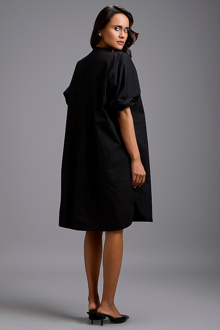 Black Cotton Oversized Summer Shirt Dress by Deepika Arora at Pernia's Pop Up Shop