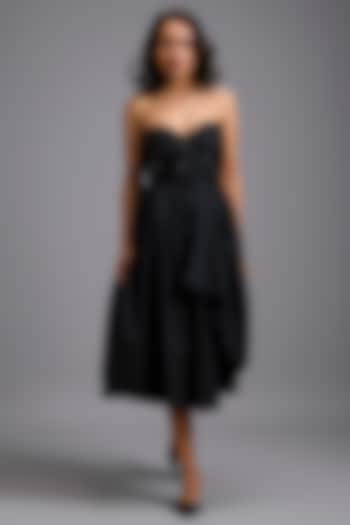 Black Parachute Embellished Strapless Midi Vacation Dress by Deepika Arora at Pernia's Pop Up Shop