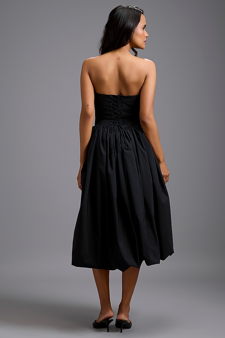 Black Parachute Embellished Strapless Midi Vacation Dress by Deepika Arora at Pernia's Pop Up Shop