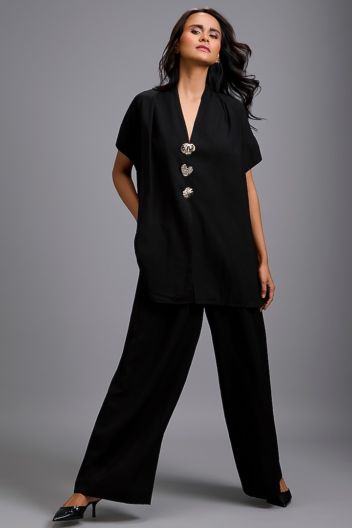 Black Linen Co-Ord Set by Deepika Arora at Pernia's Pop Up Shop