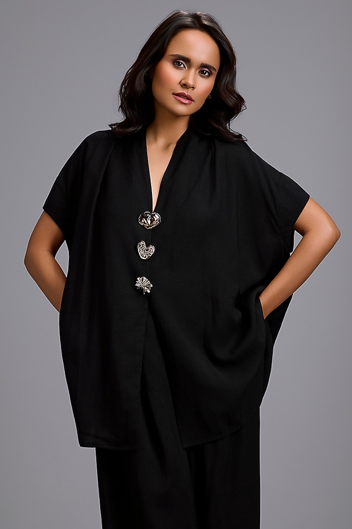 Black Linen Co-Ord Set by Deepika Arora at Pernia's Pop Up Shop