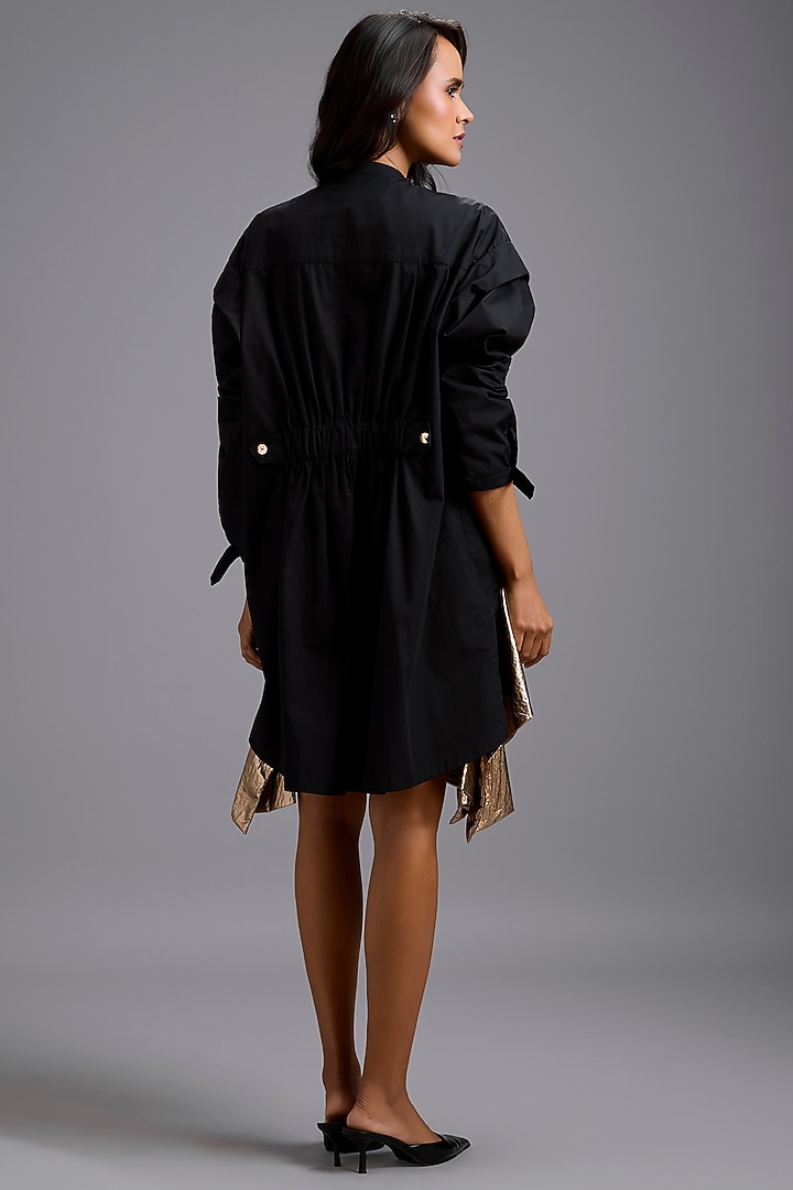 Black Cotton Tiered Ruffled Mini Vacation Dress by Deepika Arora at Pernia's Pop Up Shop