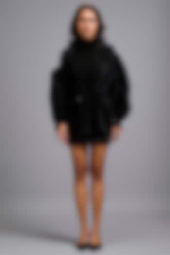 Black Pleated Gathered Top by Deepika Arora at Pernia's Pop Up Shop