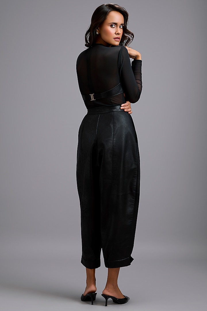 Black Vegan Leather Co-Ord Set by Deepika Arora at Pernia's Pop Up Shop