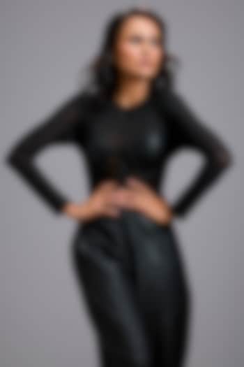 Black Vegan Leather Bodysuit by Deepika Arora at Pernia's Pop Up Shop