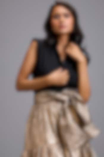 Black Cotton Sleeveless Shirt by Deepika Arora at Pernia's Pop Up Shop