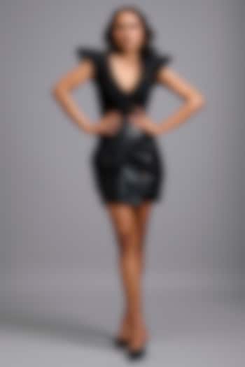 Black Leather Mini Skirt by Deepika Arora at Pernia's Pop Up Shop