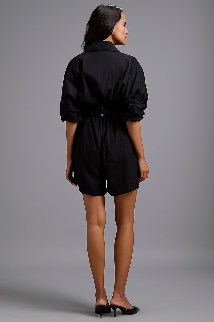 Black Cotton Playsuit by Deepika Arora at Pernia's Pop Up Shop