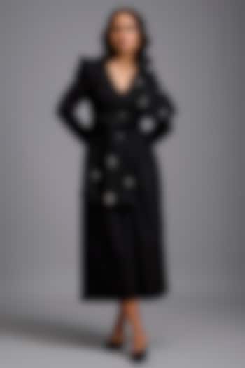 Black Ponte Roma Structured Jumpsuit by Deepika Arora at Pernia's Pop Up Shop