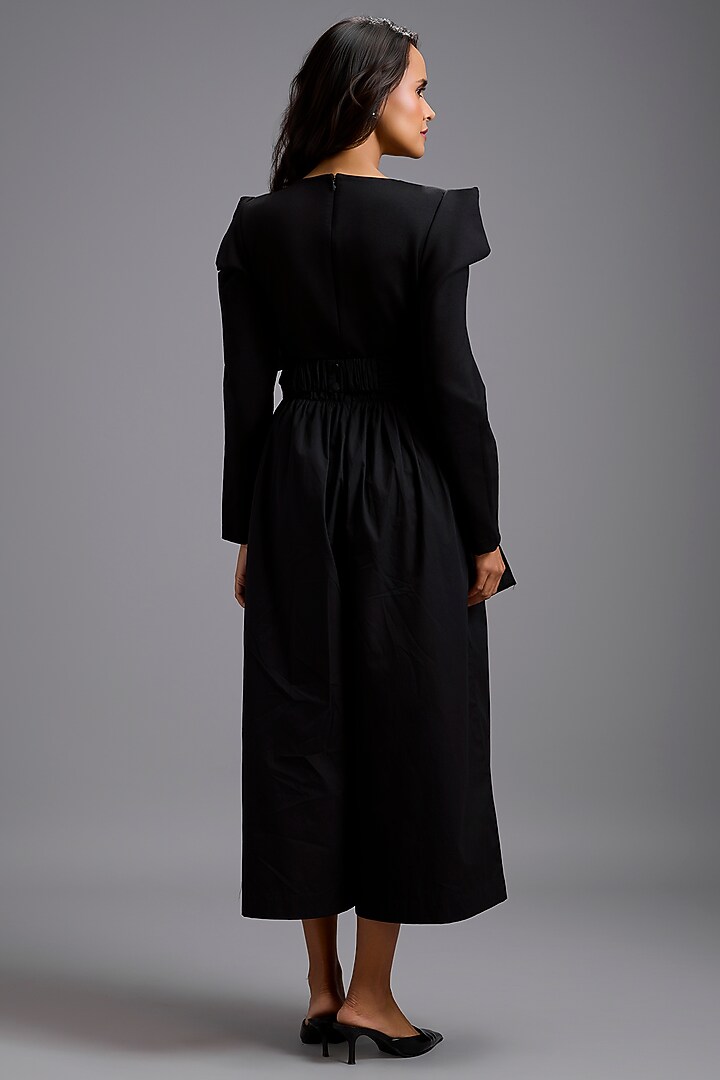 Black Ponte Roma Structured Jumpsuit by Deepika Arora at Pernia's Pop Up Shop