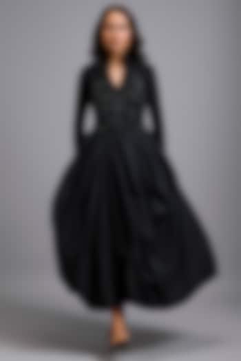 Black Net Structured Jacket Vacation Dress by Deepika Arora at Pernia's Pop Up Shop