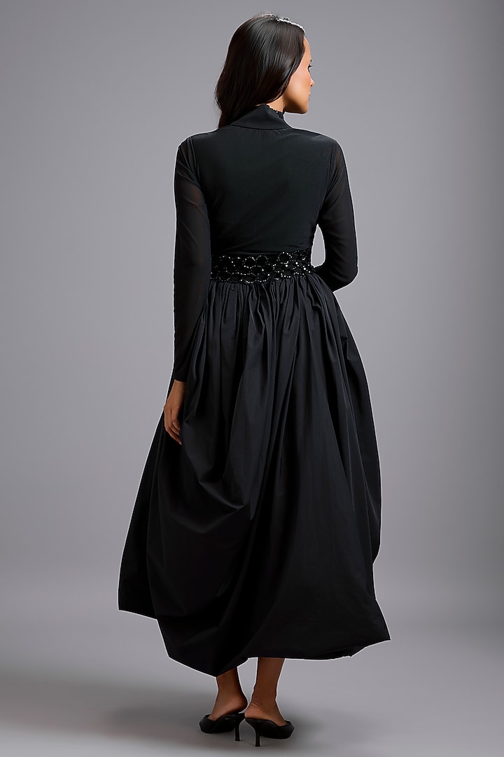 Black Net Structured Jacket Vacation Dress by Deepika Arora at Pernia's Pop Up Shop