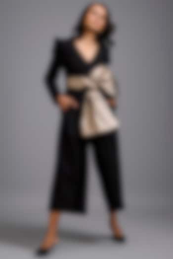 Black Ponte Roma Jumpsuit by Deepika Arora at Pernia's Pop Up Shop