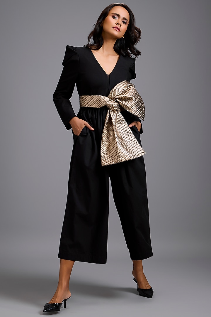 Black Ponte Roma Jumpsuit by Deepika Arora at Pernia's Pop Up Shop