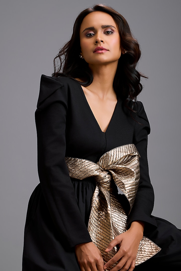 Black Ponte Roma Jumpsuit by Deepika Arora at Pernia's Pop Up Shop