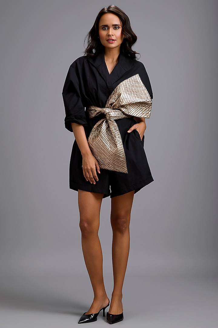 Black Cotton Playsuit by Deepika Arora at Pernia's Pop Up Shop