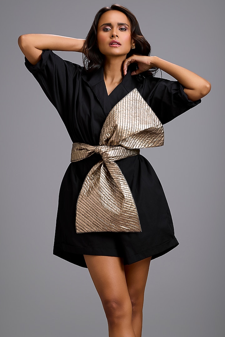 Black Cotton Playsuit by Deepika Arora at Pernia's Pop Up Shop