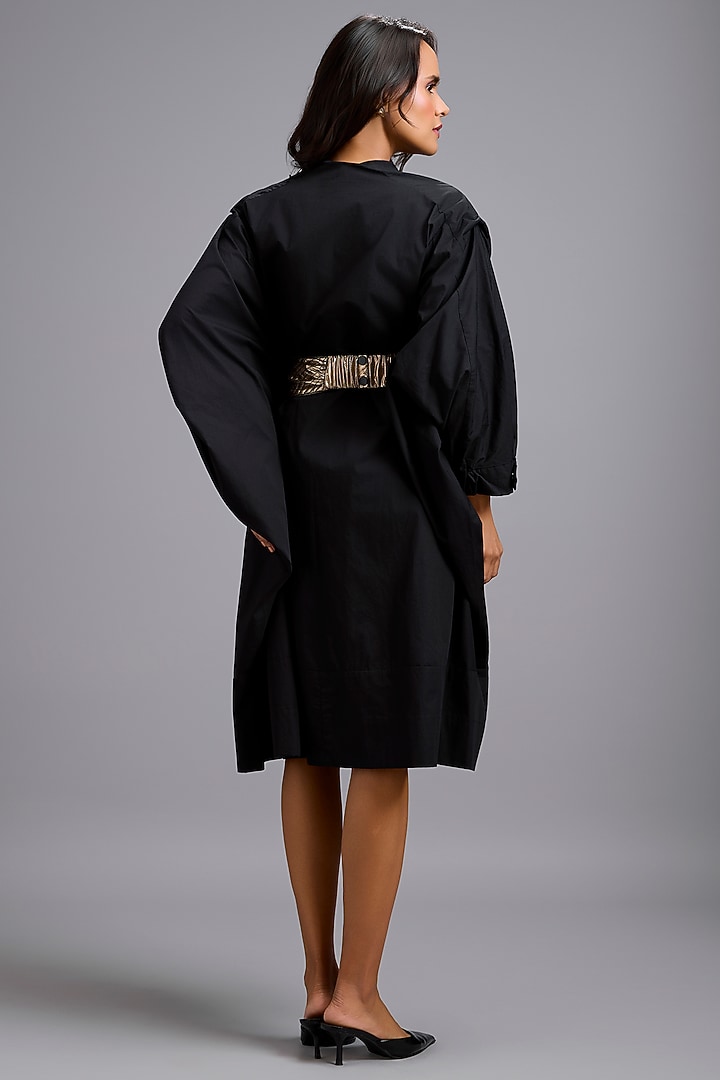Black Cotton Midi Summer Dress by Deepika Arora at Pernia's Pop Up Shop