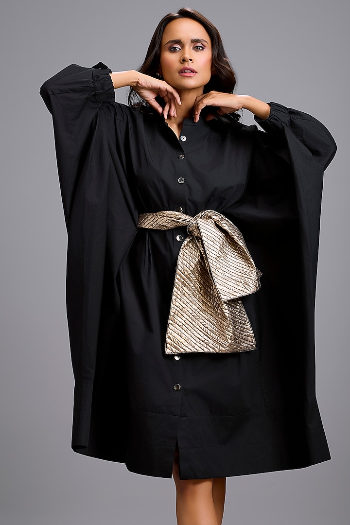 Black Cotton Midi Summer Dress by Deepika Arora at Pernia's Pop Up Shop