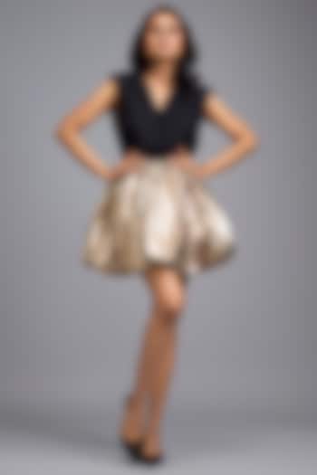 Gold Metallic Bubble Mini Skirt by Deepika Arora at Pernia's Pop Up Shop
