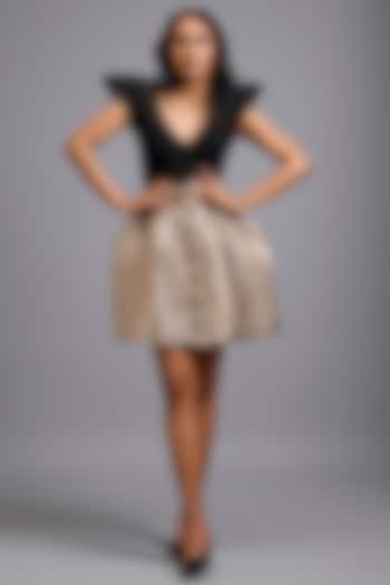 Gold Metallic High-Waisted Skirt by Deepika Arora at Pernia's Pop Up Shop