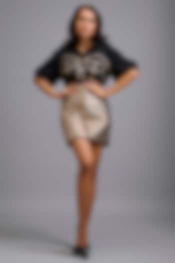 Gold Metallic Mini Skirt Set by Deepika Arora at Pernia's Pop Up Shop