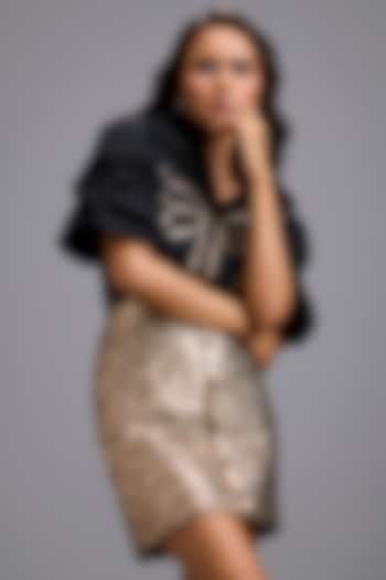 Gold Metallic Mini Skirt by Deepika Arora at Pernia's Pop Up Shop
