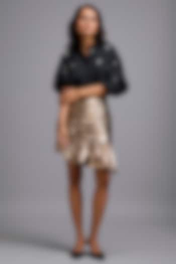 Black Cotton Embellished Oversized Shirt by Deepika Arora at Pernia's Pop Up Shop