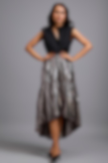 Gunmetal Metallic High-Low Skirt by Deepika Arora at Pernia's Pop Up Shop