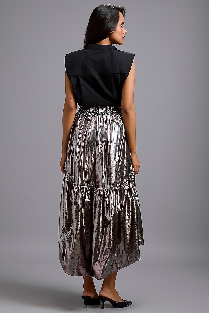 Gunmetal Metallic High-Low Skirt by Deepika Arora at Pernia's Pop Up Shop
