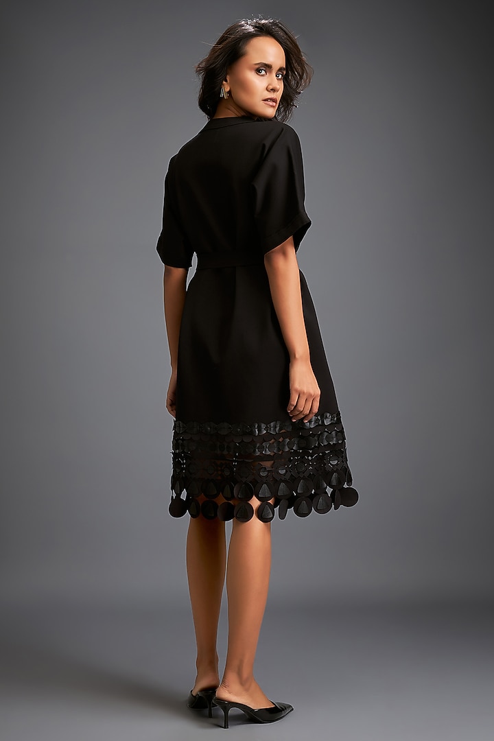 Black Ponte Roma Shift Summer Dress by Deepika Arora at Pernia's Pop Up Shop