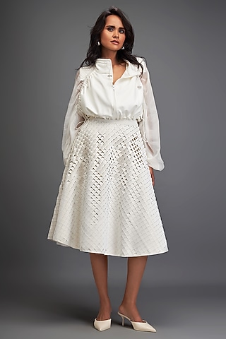 White Vegan Leather Co-Ord Set by Deepika Arora