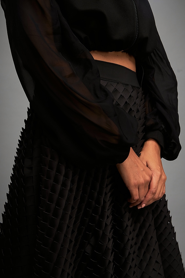 Black Ponte Roma Bomber Jacket by Deepika Arora at Pernia's Pop Up Shop