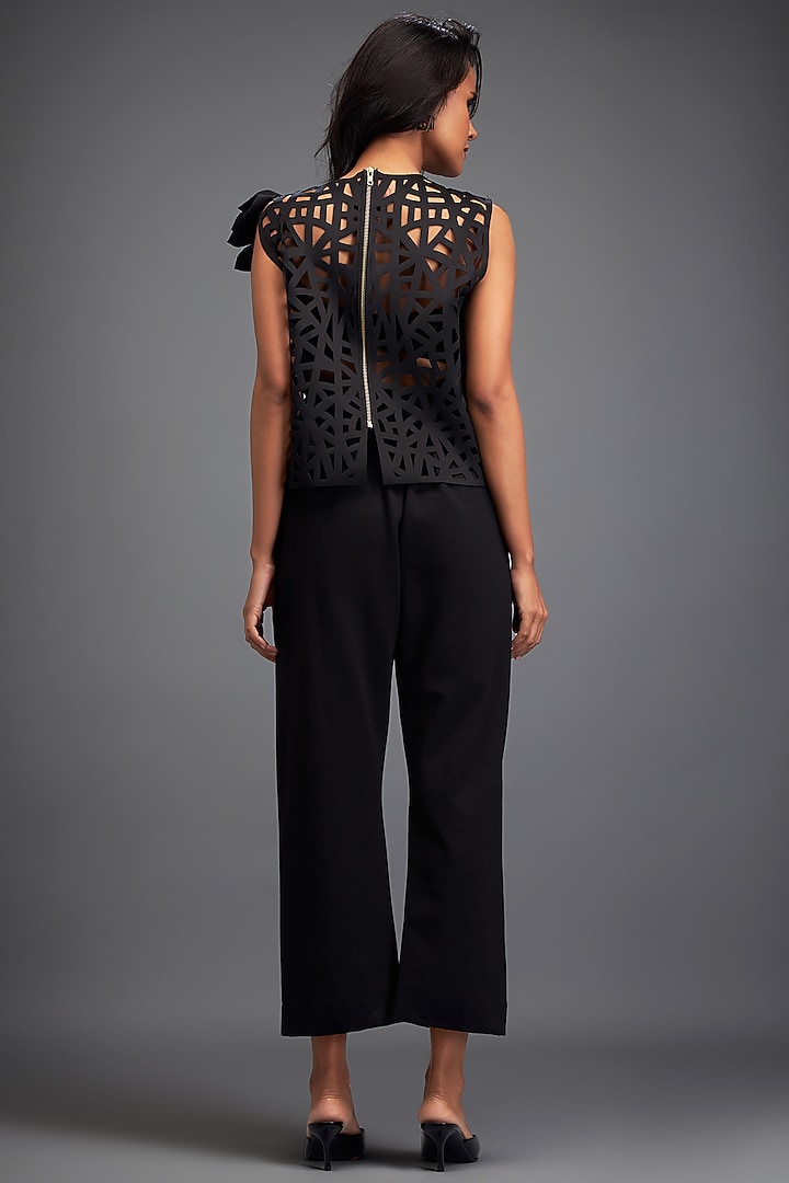 Black Vegan Leather & Ponte Roma Co-Ord Set by Deepika Arora at Pernia's Pop Up Shop