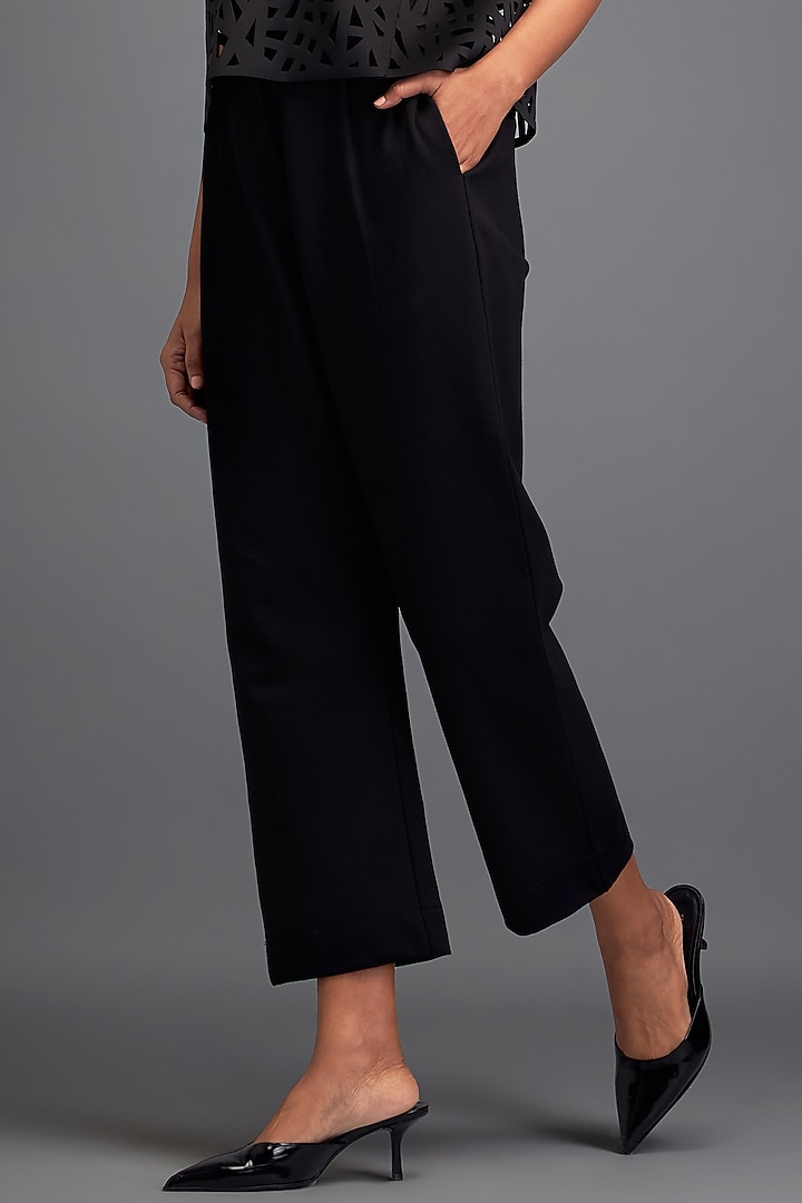 Black Vegan Leather & Ponte Roma Co-Ord Set by Deepika Arora at Pernia's Pop Up Shop