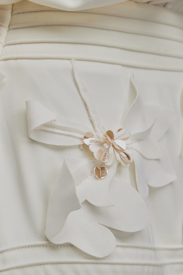 White Rozella Crepe Ruffled Skirt Set by Deepika Arora at Pernia's Pop Up Shop