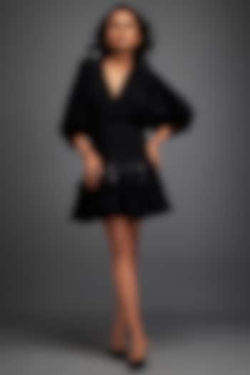 Black Rozella Crepe Summer Dress by Deepika Arora at Pernia's Pop Up Shop