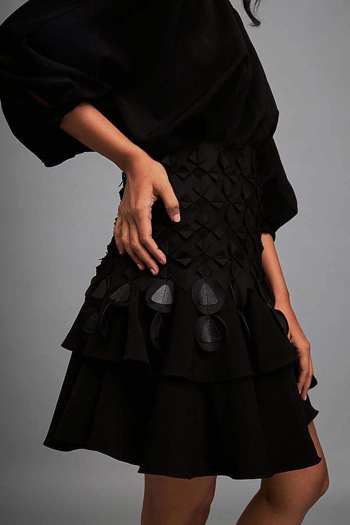 Black Rozella Crepe Summer Dress by Deepika Arora at Pernia's Pop Up Shop