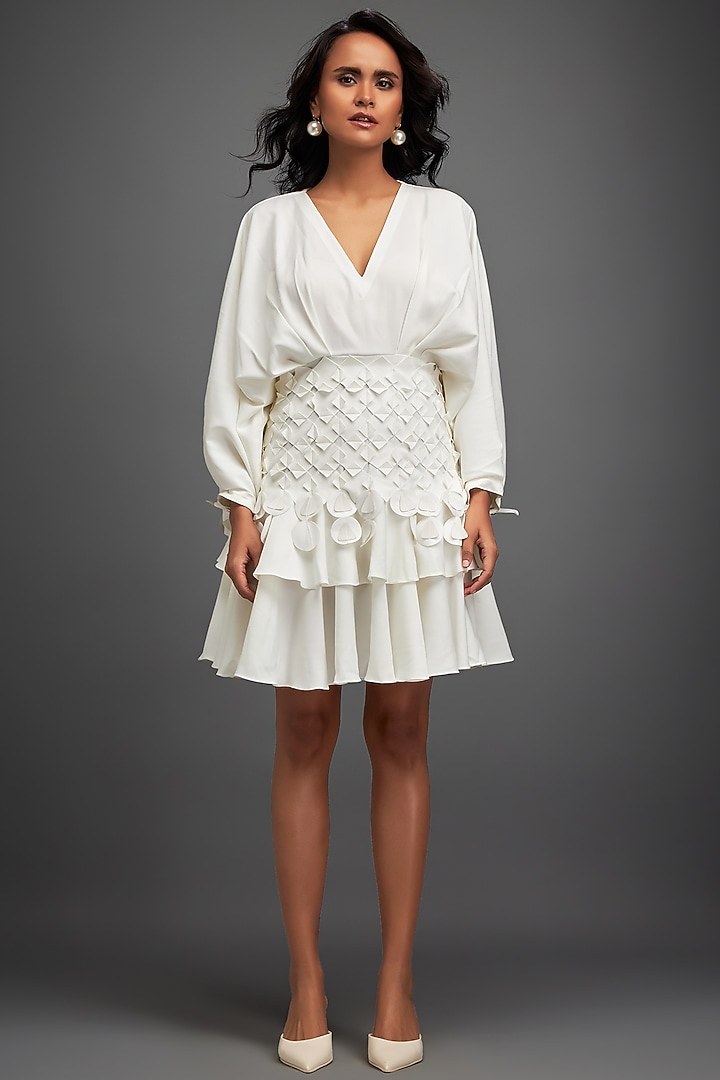 White Rozella Crepe Summer Dress by Deepika Arora at Pernia's Pop Up Shop