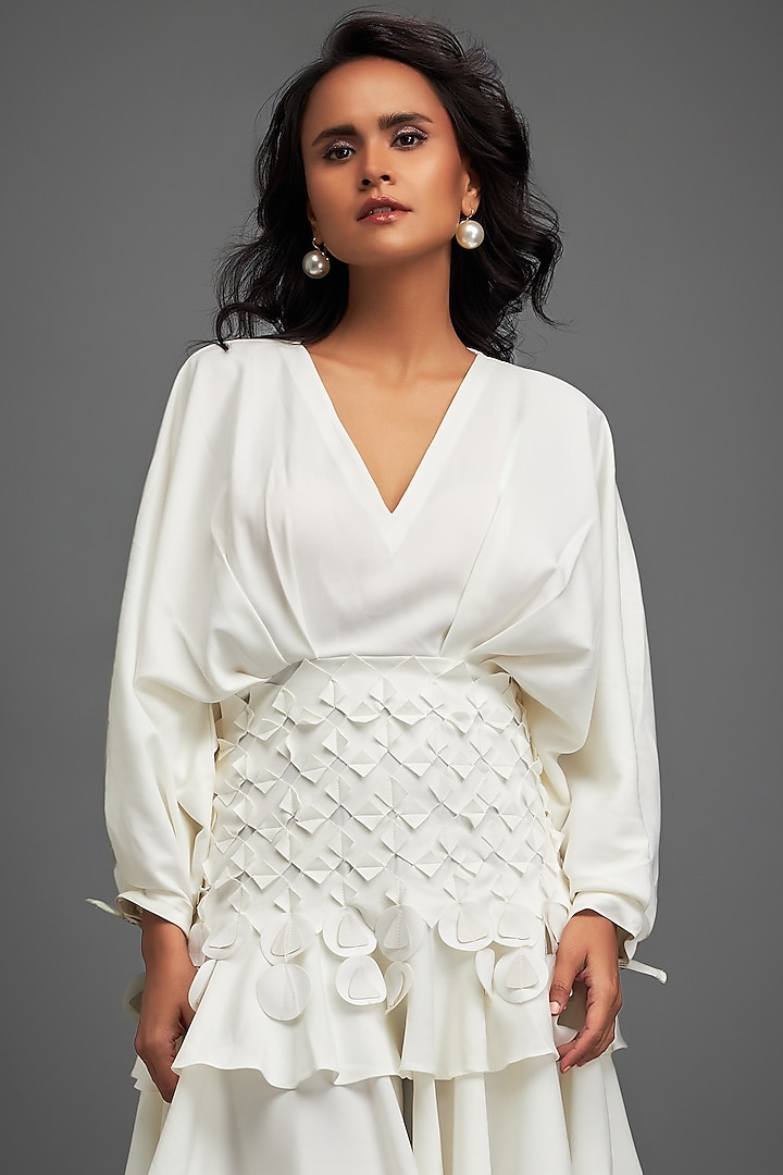 White Rozella Crepe Summer Dress by Deepika Arora at Pernia's Pop Up Shop