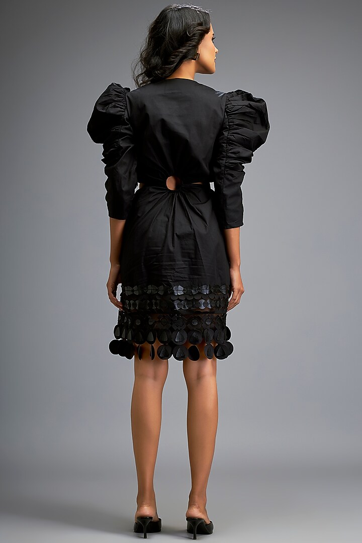 Black Cotton Structured Cut-Out Summer Dress by Deepika Arora at Pernia's Pop Up Shop