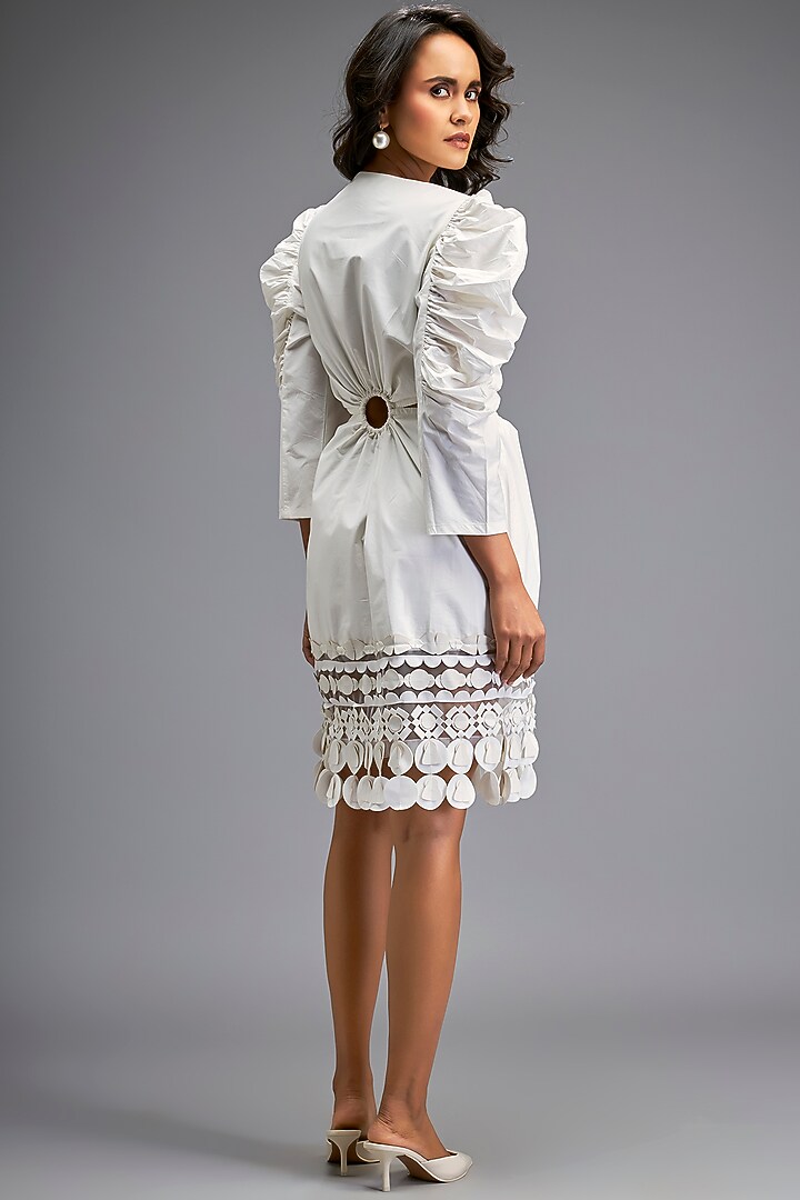 White Cotton Structured Cut-Out Summer Dress by Deepika Arora at Pernia's Pop Up Shop