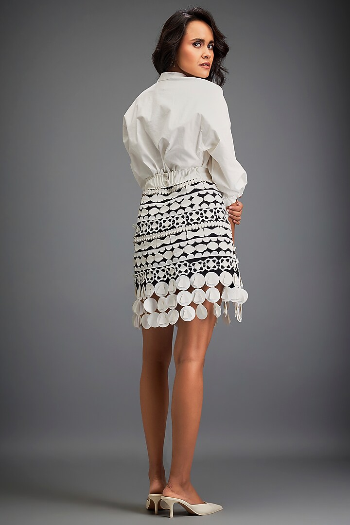 Black & White Ponte Roma Embellished Skirt Set by Deepika Arora at Pernia's Pop Up Shop