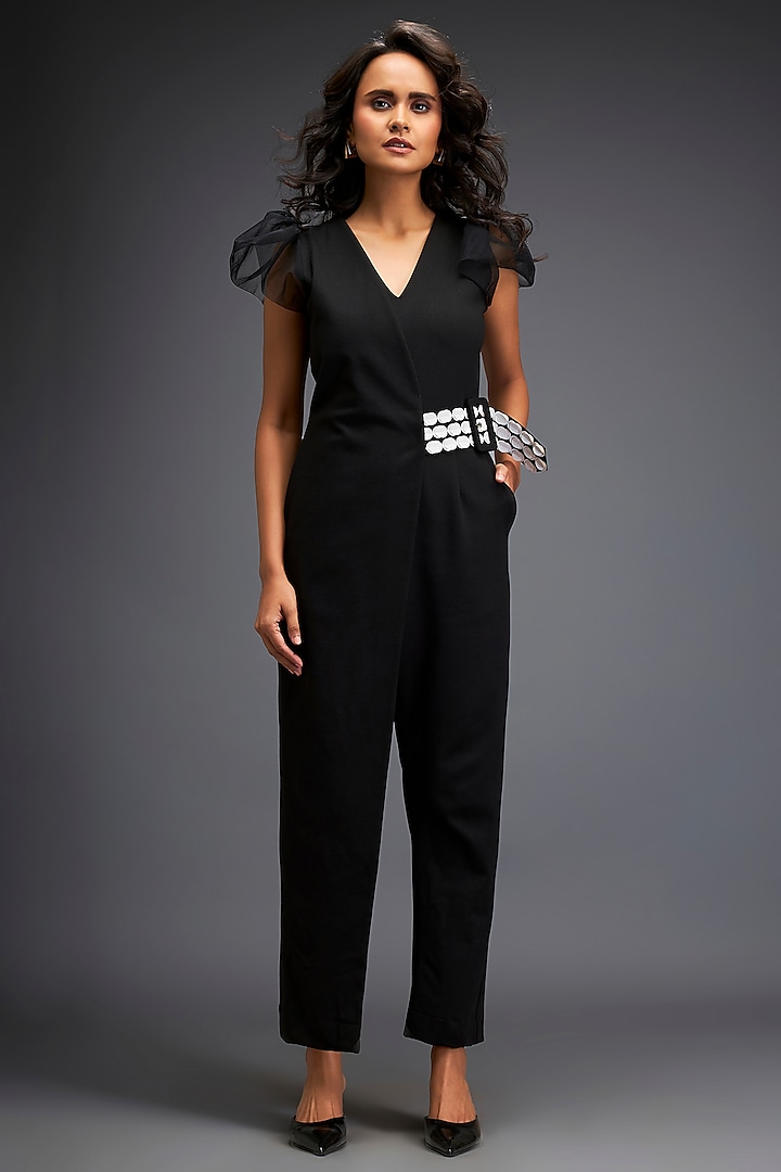 Black Ponte Roma Jumpsuit by Deepika Arora at Pernia's Pop Up Shop