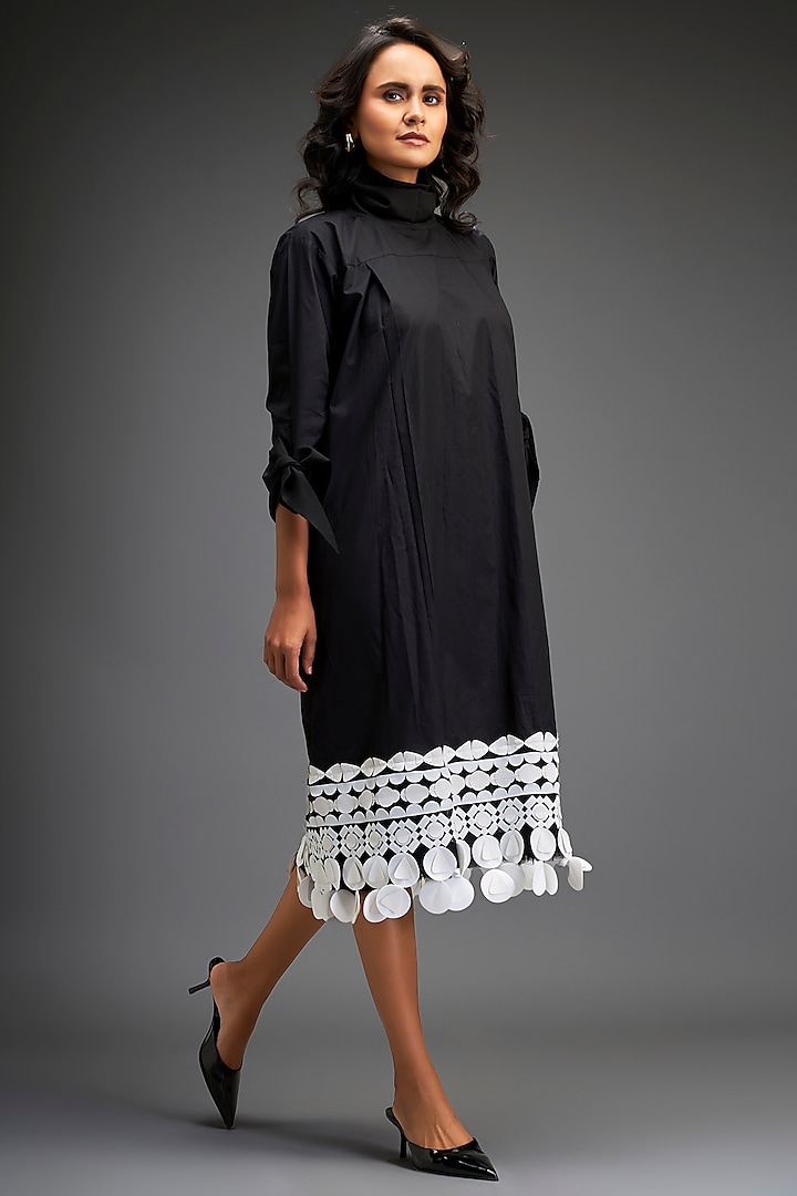 Black Cotton Midi Dress by Deepika Arora at Pernia's Pop Up Shop