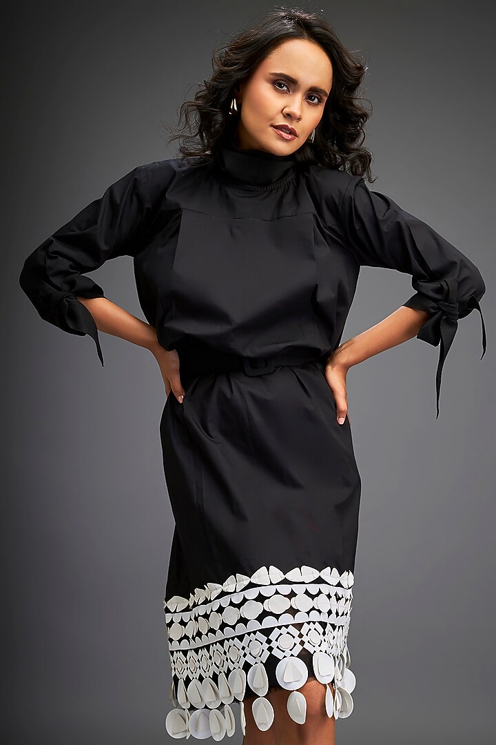 Black Cotton Midi Summer Dress by Deepika Arora at Pernia's Pop Up Shop