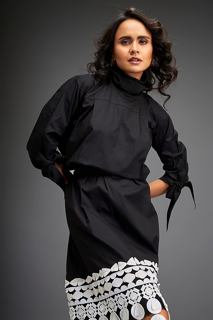 Black Cotton Midi Summer Dress by Deepika Arora at Pernia's Pop Up Shop