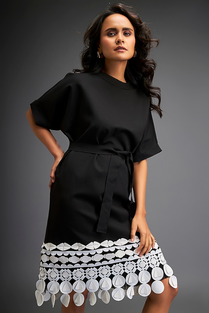 Black Ponte Roma Summer Dress by Deepika Arora at Pernia's Pop Up Shop