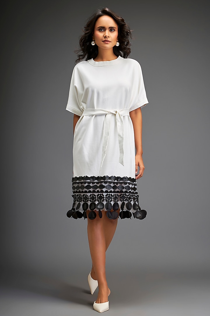 White Ponte Roma Dress by Deepika Arora at Pernia's Pop Up Shop