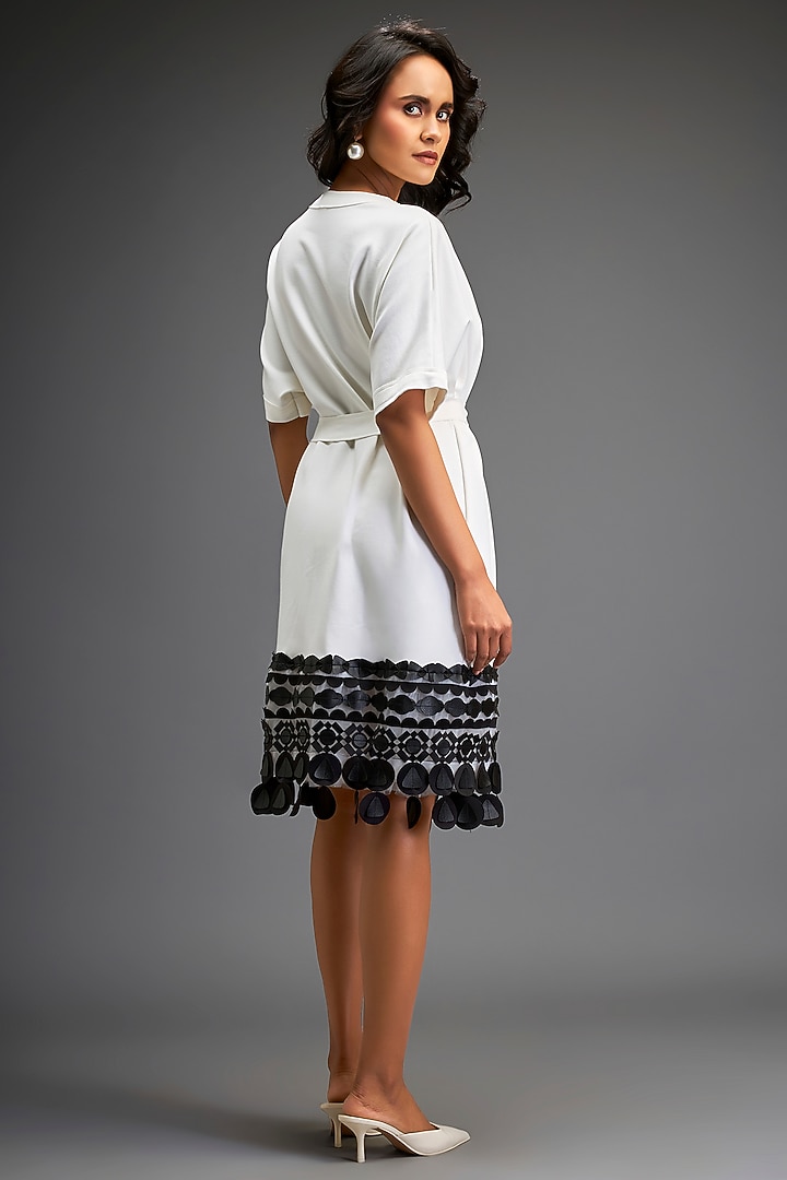 White Ponte Roma Summer Dress by Deepika Arora at Pernia's Pop Up Shop